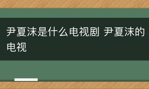 尹夏沫是什么电视剧 尹夏沫的电视