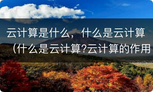 云计算是什么，什么是云计算（什么是云计算?云计算的作用是什么?）