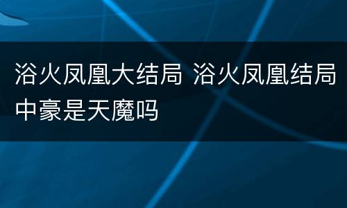浴火凤凰大结局 浴火凤凰结局中豪是天魔吗