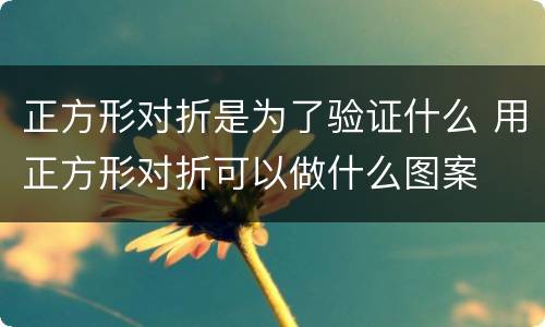 正方形对折是为了验证什么 用正方形对折可以做什么图案