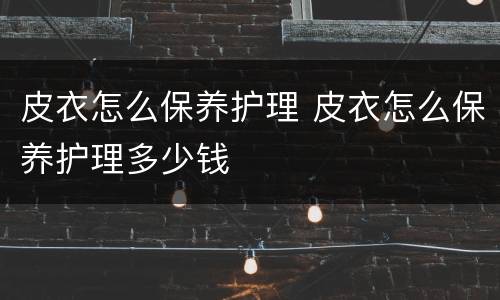 皮衣怎么保养护理 皮衣怎么保养护理多少钱