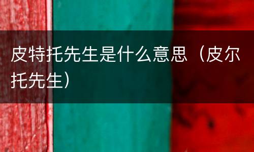 皮特托先生是什么意思（皮尔托先生）