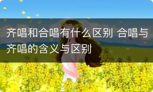 齐唱和合唱有什么区别 合唱与齐唱的含义与区别
