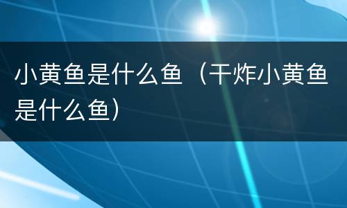 小黄鱼是什么鱼（干炸小黄鱼是什么鱼）