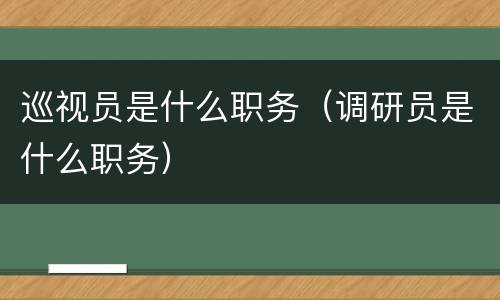 巡视员是什么职务（调研员是什么职务）