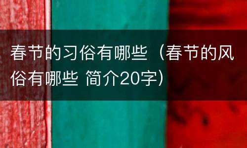 春节的习俗有哪些（春节的风俗有哪些 简介20字）