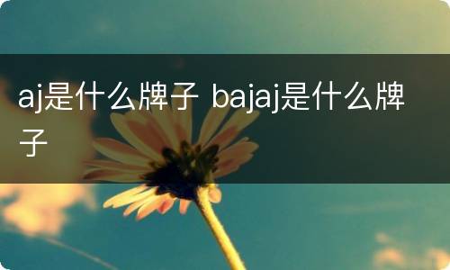 aj是什么牌子 bajaj是什么牌子