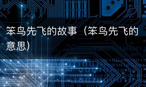 笨鸟先飞的故事（笨鸟先飞的意思）
