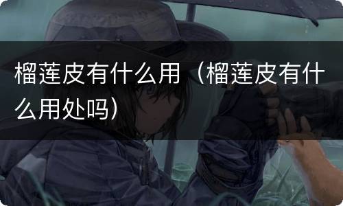 榴莲皮有什么用（榴莲皮有什么用处吗）