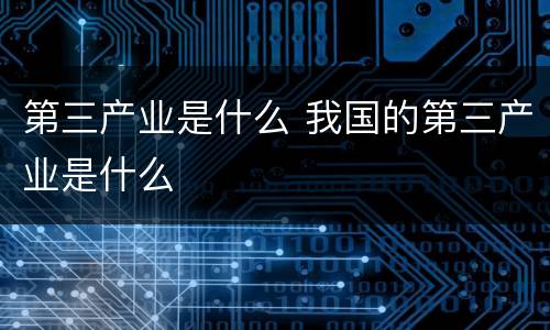 第三产业是什么 我国的第三产业是什么