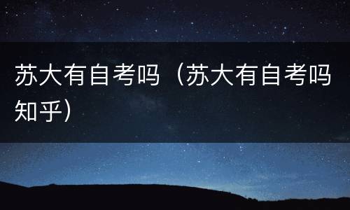 苏大有自考吗（苏大有自考吗知乎）