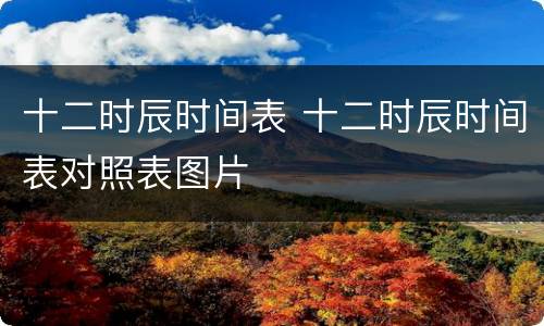 十二时辰时间表 十二时辰时间表对照表图片