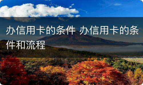 办信用卡的条件 办信用卡的条件和流程