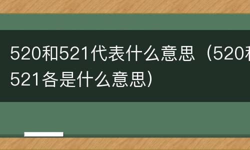 520和521代表什么意思（520和521各是什么意思）