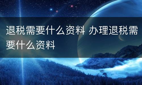 退税需要什么资料 办理退税需要什么资料