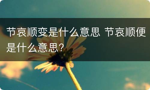节哀顺变是什么意思 节哀顺便是什么意思?