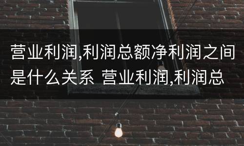 营业利润,利润总额净利润之间是什么关系 营业利润,利润总额,净利润之间的关系