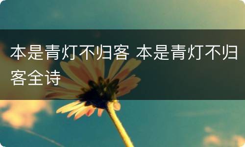 本是青灯不归客 本是青灯不归客全诗