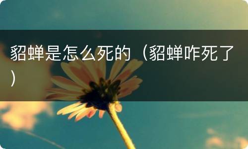 貂蝉是怎么死的（貂蝉咋死了）