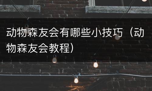 动物森友会有哪些小技巧（动物森友会教程）